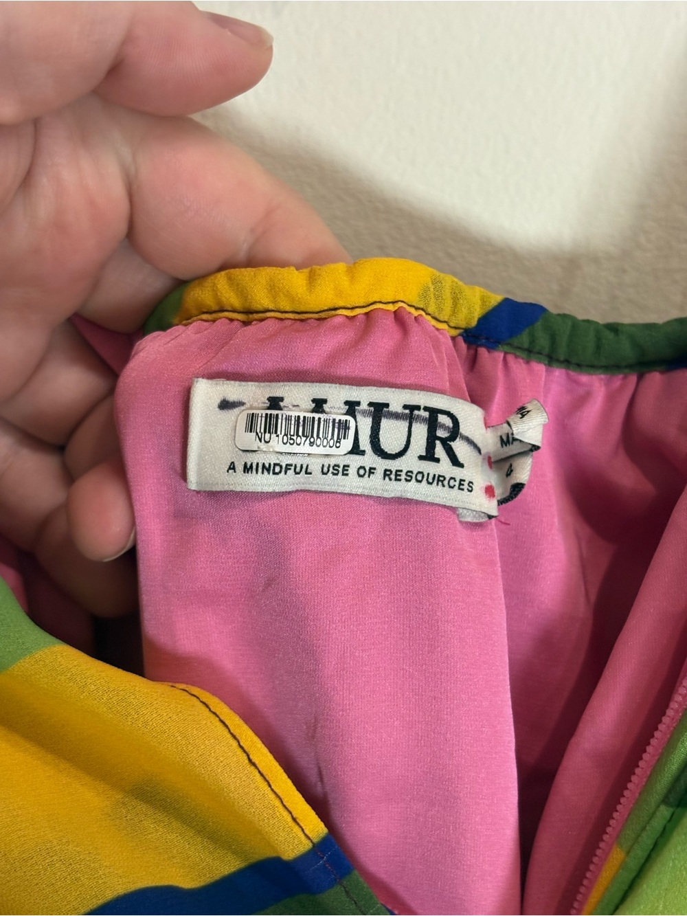 AMUR Sevyn Mini Halter Dress Vibrant Colorful Stripe Pleated Ruffle Size 4 - Picture 11 of 12
